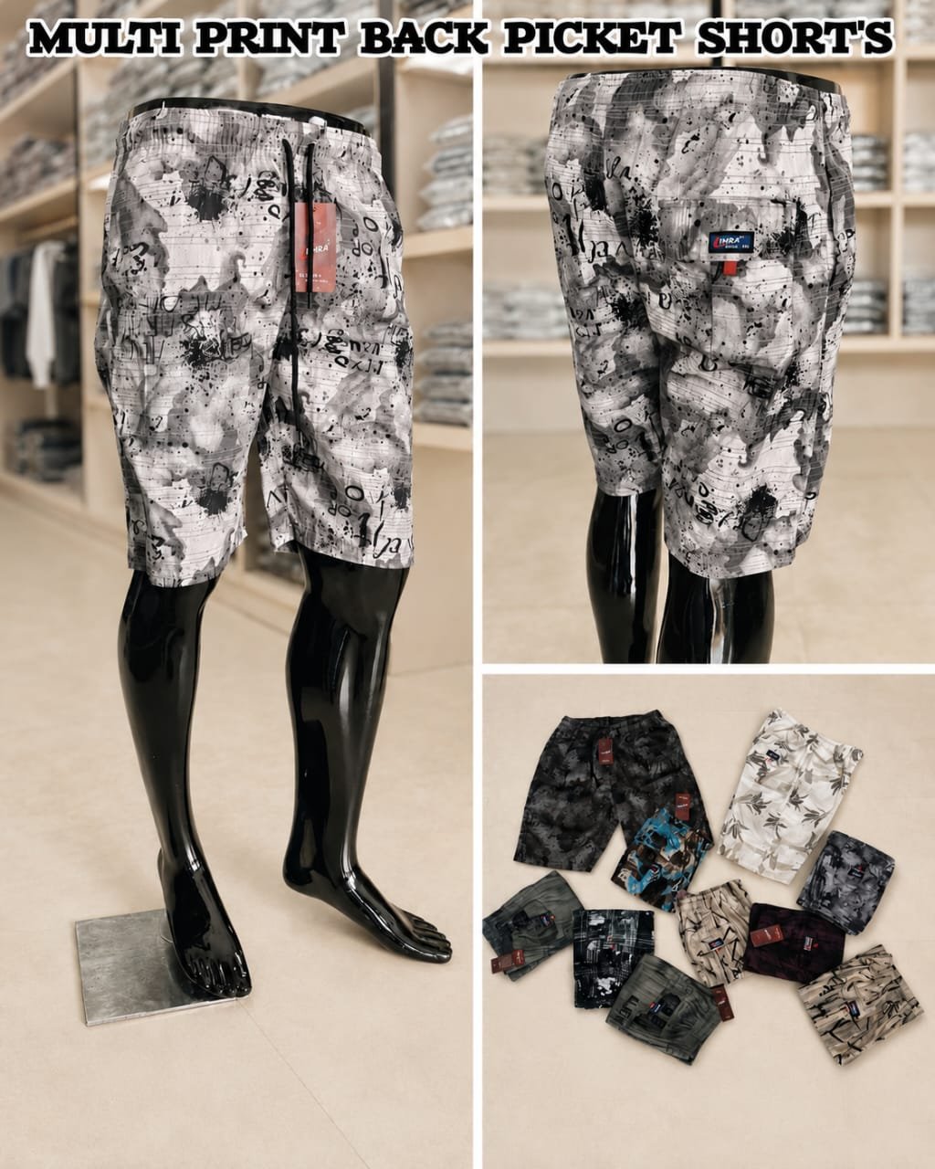 Multi Print Backpicket Shorts